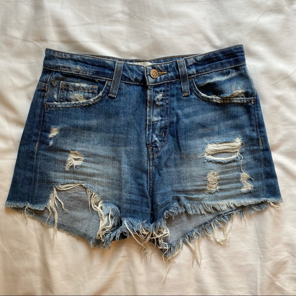 Flying Monkey distressed denim shorts; size 24